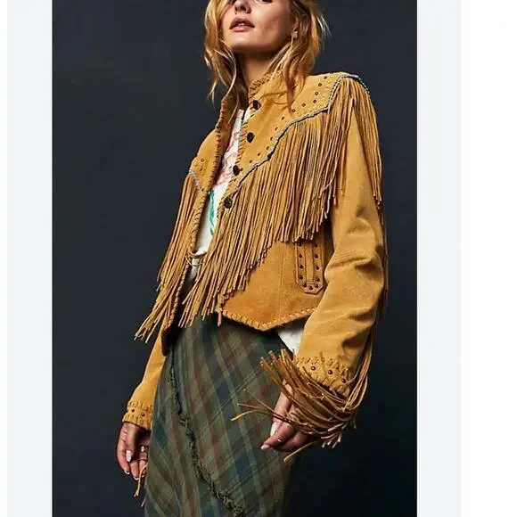 Vintage Brown Leather Jacket with Fringe Detail - Picture 8 of 13